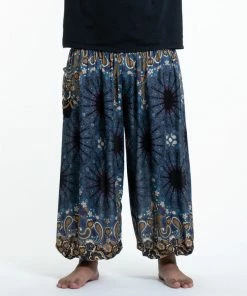 HaremPants.com Plus Size Paisley Mandalas Men's Harem Pants In Gray
