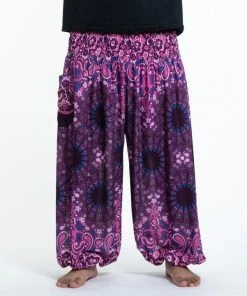 HaremPants.com Plus Size Paisley Mandalas Men's Harem Pants In Purple