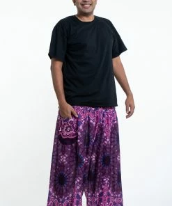 HaremPants.com Plus Size Paisley Mandalas Men's Harem Pants In Purple