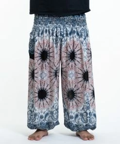 HaremPants.com Plus Size Paisley Mandalas Men's Harem Pants In Silver Gray