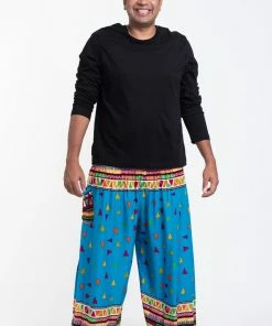HaremPants.com Plus Size Triangles Men's Harem Pants In Ocean Blue