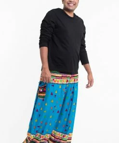 HaremPants.com Plus Size Triangles Men's Harem Pants In Ocean Blue