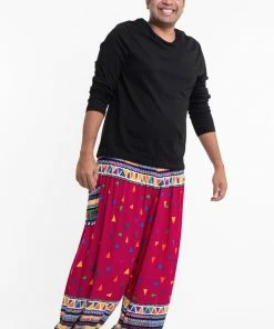 HaremPants.com Plus Size Triangles Men's Harem Pants In Pink
