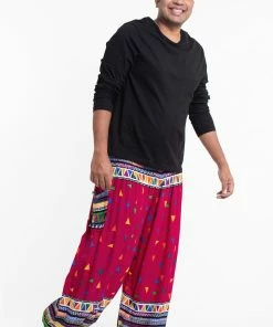 HaremPants.com Plus Size Triangles Men's Harem Pants In Pink