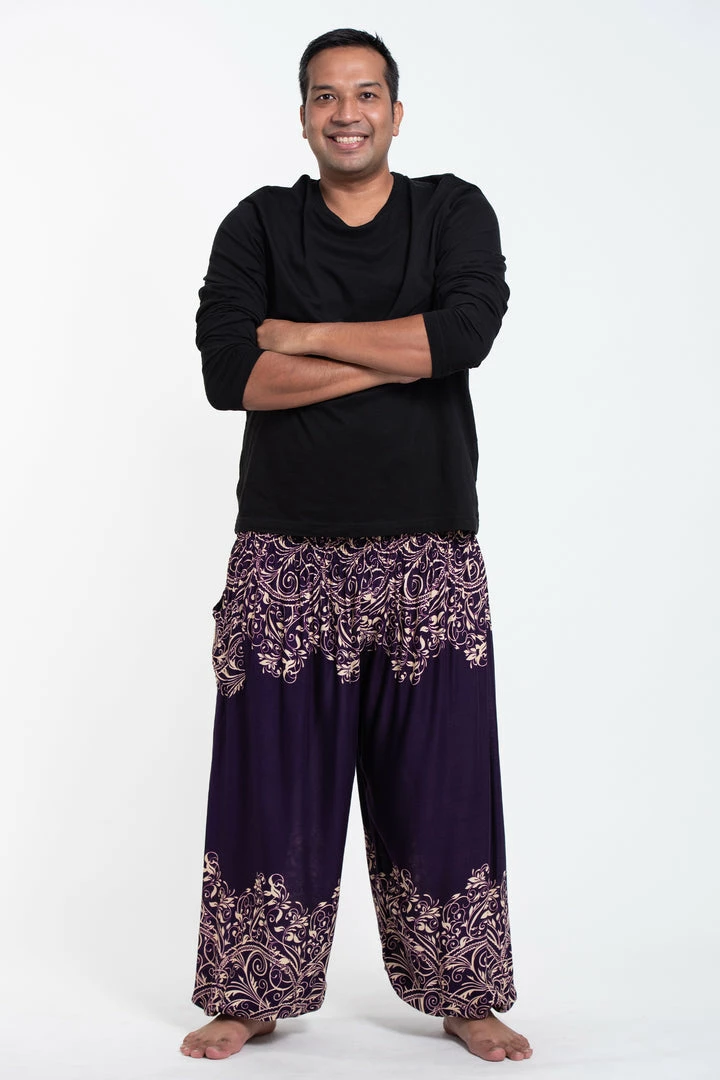 HaremPants.com Plus Size Vines Men's Harem Pants In Purple 3 HaremPants.com Plus Size Vines Men's Harem Pants In Purple