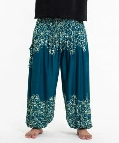 HaremPants.com Plus Size Vines Men's Harem Pants In Turquoise