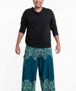 HaremPants.com Plus Size Vines Men's Harem Pants In Turquoise