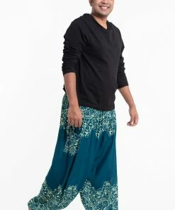 HaremPants.com Plus Size Vines Men's Harem Pants In Turquoise