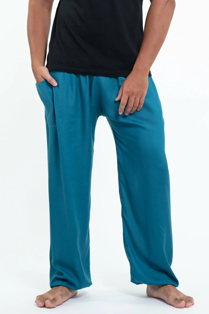 HaremPants.com Solid Color Men's Tall Harem Pants In Aqua Blue 3 HaremPants.com Solid Color Men's Tall Harem Pants In Aqua Blue