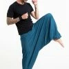 HaremPants.com Solid Color Drop Crotch Men's Harem Pants In Aqua Blue