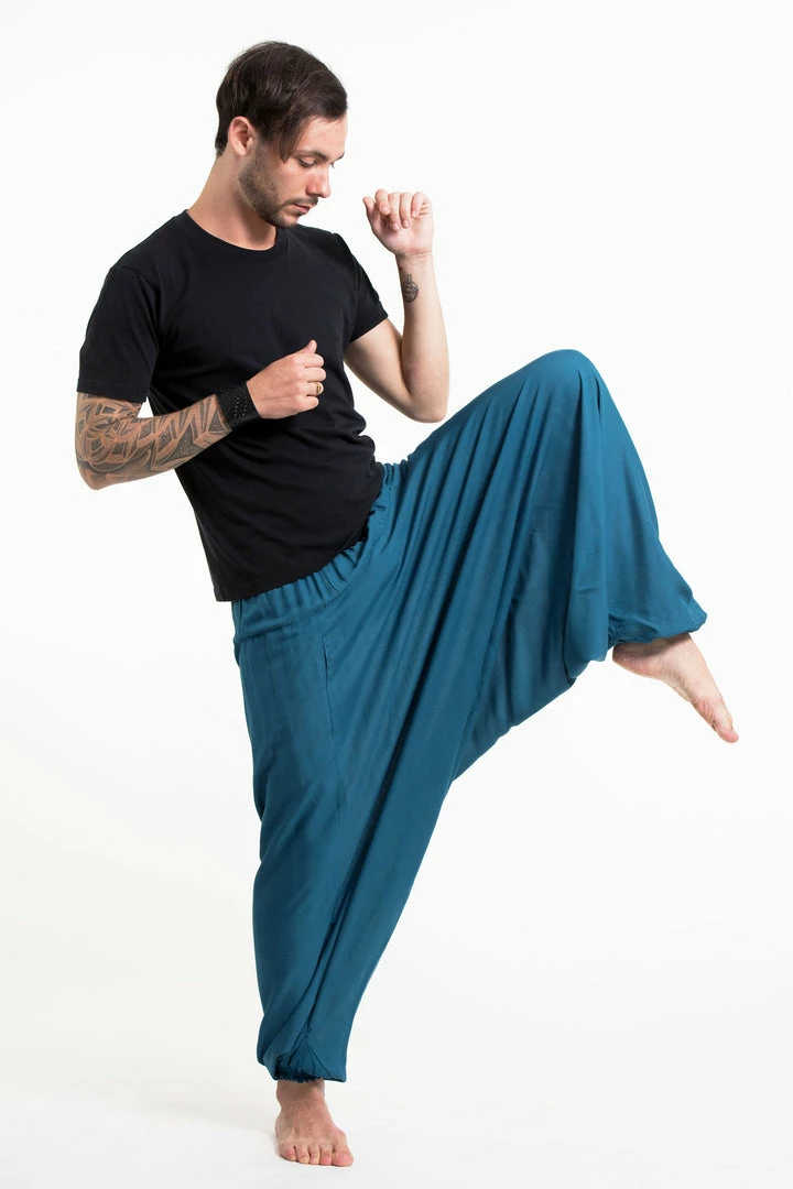 HaremPants.com Solid Color Drop Crotch Men's Harem Pants In Aqua Blue 3 HaremPants.com Solid Color Drop Crotch Men's Harem Pants In Aqua Blue