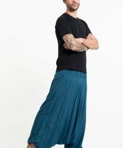 HaremPants.com Solid Color Drop Crotch Men's Harem Pants In Aqua Blue 8 HaremPants.com Solid Color Drop Crotch Men's Harem Pants In Aqua Blue