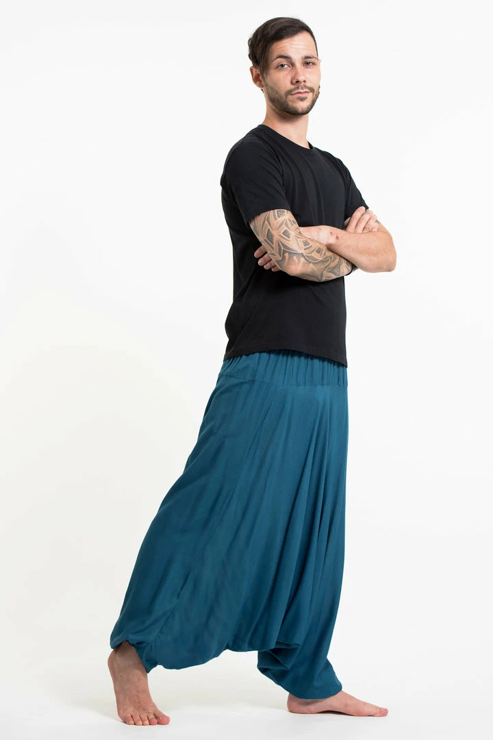 HaremPants.com Solid Color Drop Crotch Men's Harem Pants In Aqua Blue 5 HaremPants.com Solid Color Drop Crotch Men's Harem Pants In Aqua Blue