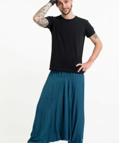 HaremPants.com Solid Color Drop Crotch Men's Harem Pants In Aqua Blue 9 HaremPants.com Solid Color Drop Crotch Men's Harem Pants In Aqua Blue