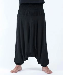 HaremPants.com Solid Color Drop Crotch Men's Harem Pants In Black