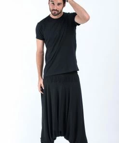 HaremPants.com Solid Color Drop Crotch Men's Harem Pants In Black