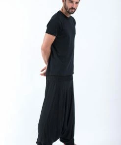 HaremPants.com Solid Color Drop Crotch Men's Harem Pants In Black