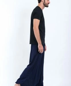 HaremPants.com Solid Color Drop Crotch Men's Harem Pants In Blue