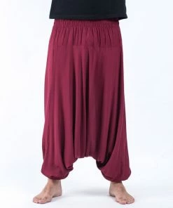 HaremPants.com Solid Color Drop Crotch Men's Harem Pants In Red
