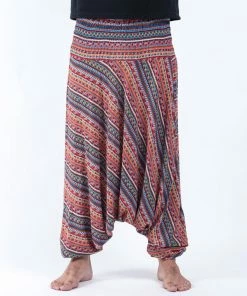 HaremPants.com Aztec Stripes Drop Crotch Men's Harem Pants In Peach
