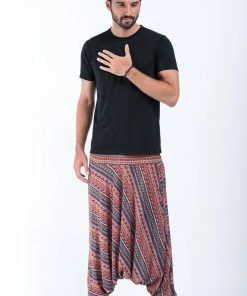 HaremPants.com Aztec Stripes Drop Crotch Men's Harem Pants In Peach