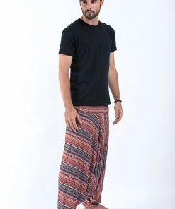 HaremPants.com Aztec Stripes Drop Crotch Men's Harem Pants In Peach
