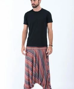 HaremPants.com Aztec Stripes Drop Crotch Men's Harem Pants In Peach
