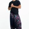 HaremPants.com Floral Drop Crotch Men's Harem Pants In Blue