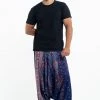 HaremPants.com Peacock Feathers Drop Crotch Men's Harem Pants In Blue