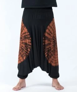 HaremPants.com Tie Dye Drop Crotch Men's Harem Pants In Black 03