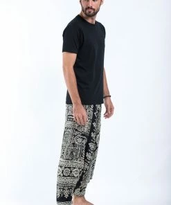 HaremPants.com Tribal Prints Drop Crotch Men's Harem Pants In Black