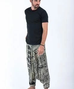 HaremPants.com Tribal Prints Drop Crotch Men's Harem Pants In Black