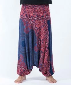 HaremPants.com Geometric Mandalas Drop Crotch Men's Harem Pants In Blue