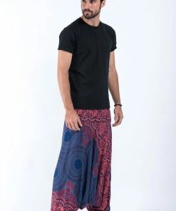 HaremPants.com Geometric Mandalas Drop Crotch Men's Harem Pants In Blue