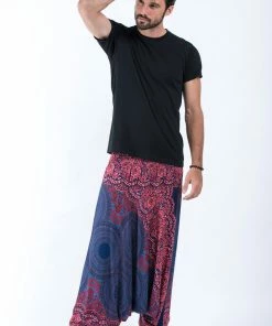 HaremPants.com Geometric Mandalas Drop Crotch Men's Harem Pants In Blue
