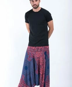 HaremPants.com Geometric Mandalas Drop Crotch Men's Harem Pants In Blue