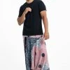 HaremPants.com Geometric Mandalas Drop Crotch Men's Harem Pants In Pink Blue