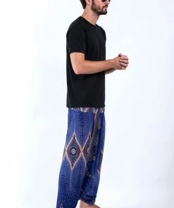 HaremPants.com Diamond Peacock Drop Crotch Men's Harem Pants In Blue