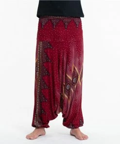 HaremPants.com Diamond Peacock Drop Crotch Men's Harem Pants In Red