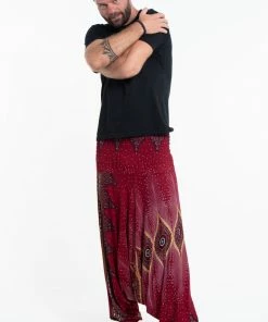 HaremPants.com Diamond Peacock Drop Crotch Men's Harem Pants In Red