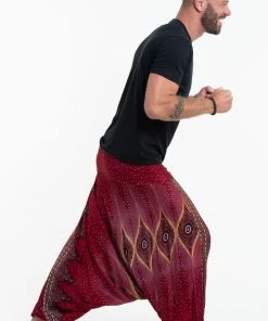 HaremPants.com Diamond Peacock Drop Crotch Men's Harem Pants In Red