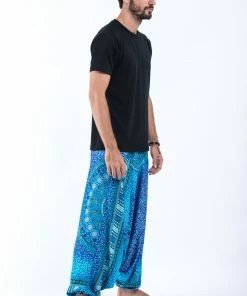 HaremPants.com Tribal Chakras Drop Crotch Men's Harem Pants In Blue 9 HaremPants.com Tribal Chakras Drop Crotch Men's Harem Pants In Blue