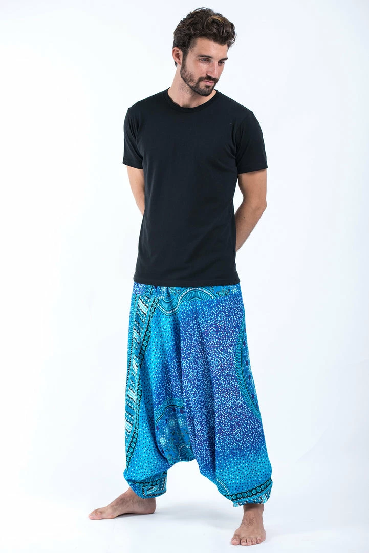 HaremPants.com Tribal Chakras Drop Crotch Men's Harem Pants In Blue 7 HaremPants.com Tribal Chakras Drop Crotch Men's Harem Pants In Blue