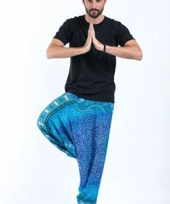 HaremPants.com Tribal Chakras Drop Crotch Men's Harem Pants In Blue