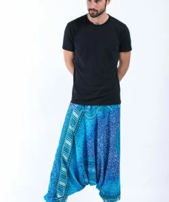 HaremPants.com Tribal Chakras Drop Crotch Men's Harem Pants In Blue 10 HaremPants.com Tribal Chakras Drop Crotch Men's Harem Pants In Blue