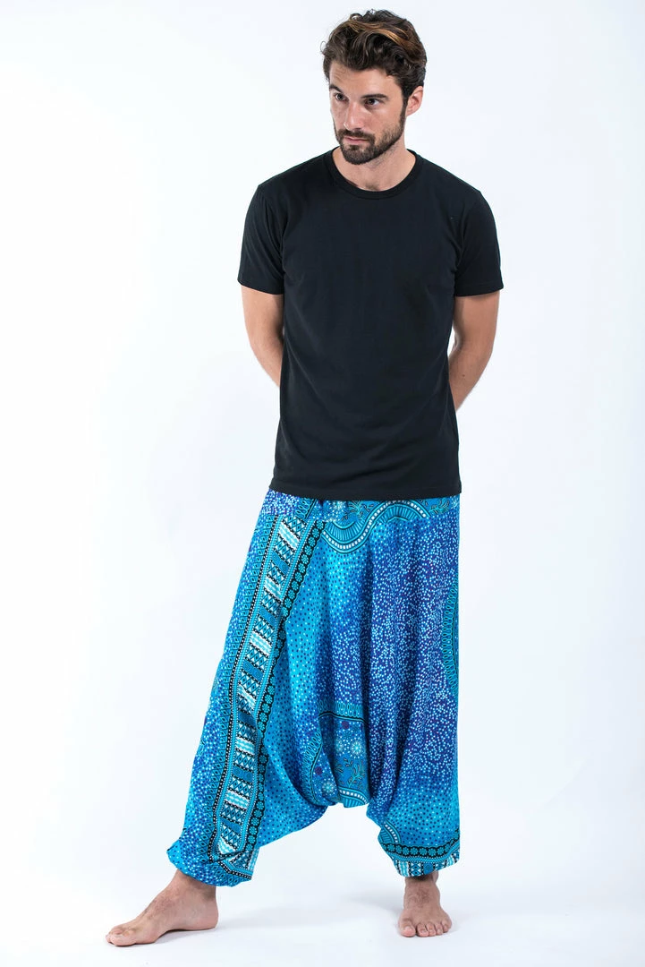 HaremPants.com Tribal Chakras Drop Crotch Men's Harem Pants In Blue 6 HaremPants.com Tribal Chakras Drop Crotch Men's Harem Pants In Blue