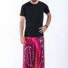HaremPants.com Tribal Chakras Drop Crotch Men's Harem Pants In Pink