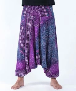 HaremPants.com Tribal Chakras Drop Crotch Men's Harem Pants In Purple