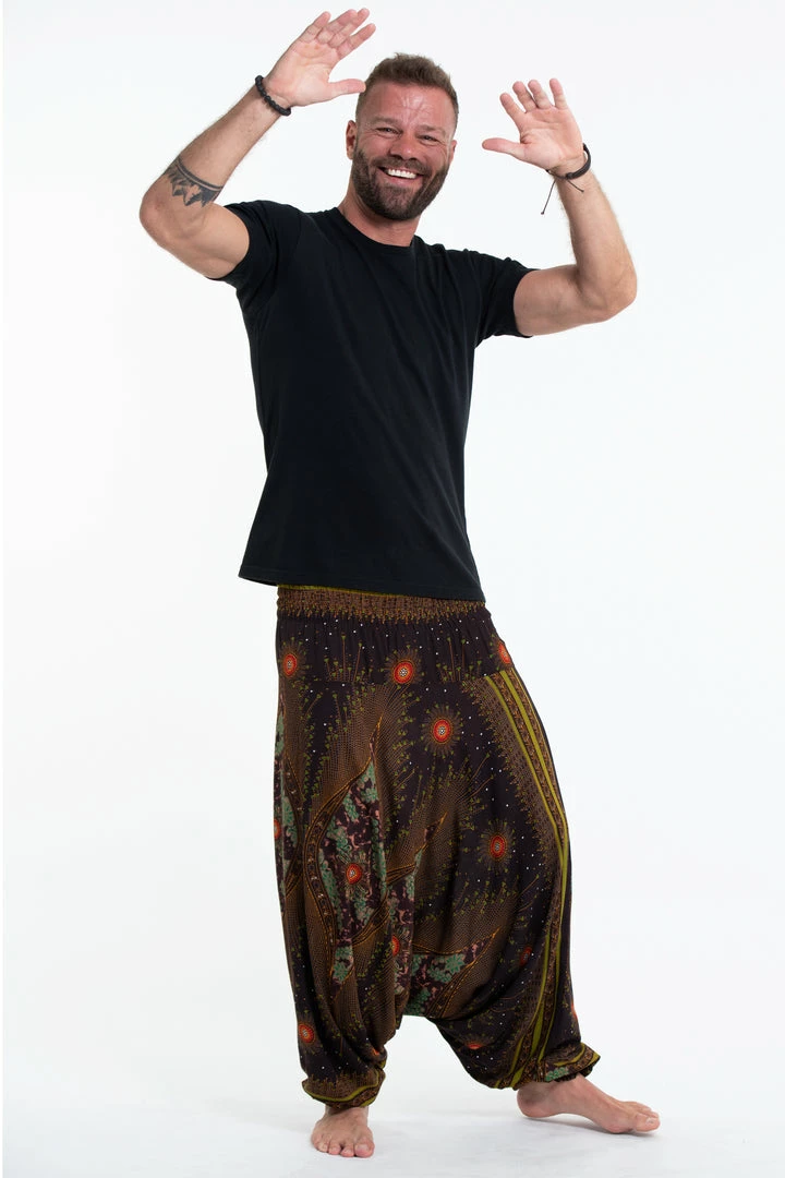 HaremPants.com Peacock Eye Drop Crotch Men's Harem Pants In Brown 3 HaremPants.com Peacock Eye Drop Crotch Men's Harem Pants In Brown