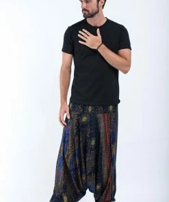 HaremPants.com Peacock Eye Drop Crotch Men's Harem Pants In Navy